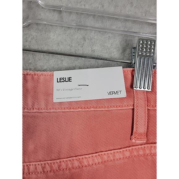 NWT Vervet Leslie Pink Denim Distressed High Rise Vintage Flare Jeans Women's 28 - Picture 9 of 13